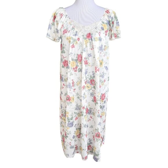 VTG Vanity Fair 2 Pc Floral Lace Nightgown & Robe Peignoir Set Size Medium NEW - Picture 8 of 10